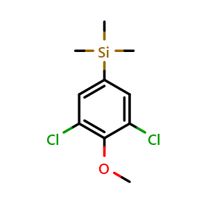 Chemical structure of (3,5-dichloro-4-methoxyphenyl)trimethylsilane , CAS 2918855-04-4, AChemBlock AD296114