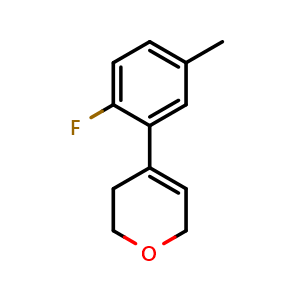 Chemical structure of 4-(2-fluoro-5-methylphenyl)-3,6-dihydro-2H-pyran , CAS 2918960-58-2, AChemBlock AD296115