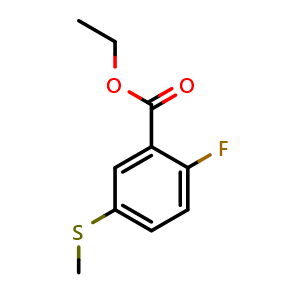 Chemical structure of ethyl 2-fluoro-5-(methylthio)benzoate , CAS 1824142-35-9, AChemBlock AD296120