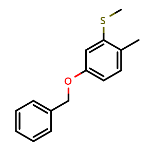 Chemical structure of (5-(benzyloxy)-2-methylphenyl)(methyl)sulfane , CAS 2918929-36-7, AChemBlock AD296126