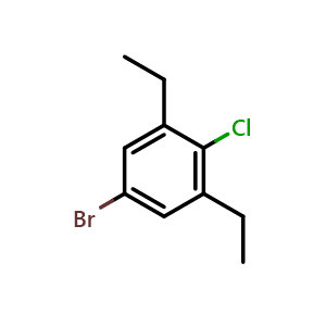 Chemical structure of 5-bromo-2-chloro-1,3-diethylbenzene , CAS 942475-14-1, AChemBlock AD296140