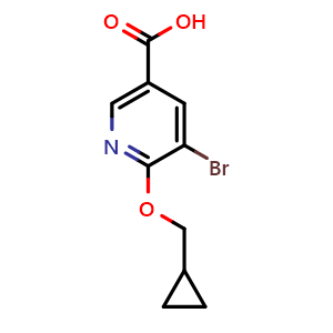Chemical structure of 5-bromo-6-(cyclopropylmethoxy)nicotinic acid , CAS 912454-38-7, AChemBlock AD296143