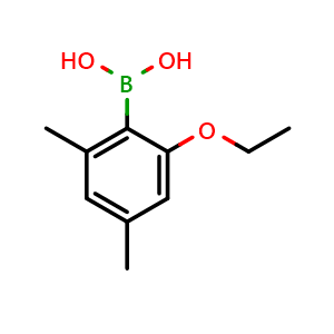 Chemical structure of (2-ethoxy-4,6-dimethylphenyl)boronic acid , CAS 1334221-11-2, AChemBlock AD296144