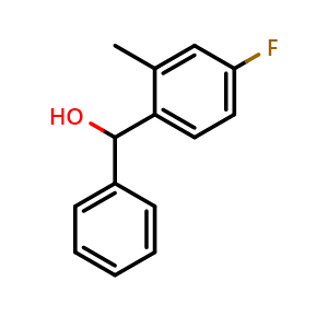 Chemical structure of (4-fluoro-2-methylphenyl)(phenyl)methanol , CAS 1340291-18-0, AChemBlock AD296159