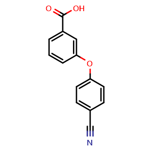Chemical structure of 3-(4-cyanophenoxy)benzoic acid , CAS 313549-93-8, AChemBlock AD296160