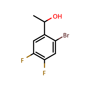 Chemical structure of 1-(2-bromo-4,5-difluorophenyl)ethanol , CAS 1232407-48-5, AChemBlock AD296164