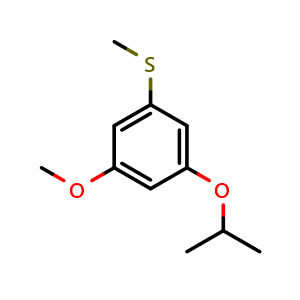 Chemical structure of (3-isopropoxy-5-methoxyphenyl)(methyl)sulfane , CAS 2918893-45-3, AChemBlock AD296171
