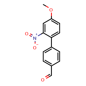 Chemical structure of 4'-methoxy-2'-nitro-[1,1'-biphenyl]-4-carbaldehyde , CAS 93627-23-7, AChemBlock AD296175