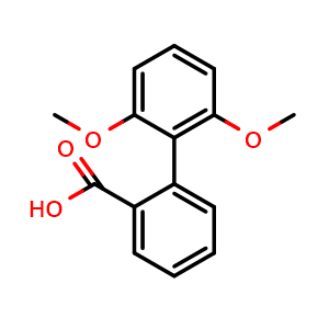 Chemical structure of 2',6'-Dimethoxy-[1,1'-biphenyl]-2-carboxylic acid , CAS 35394-24-2, AChemBlock AD296176