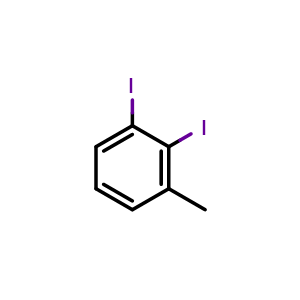 Chemical structure of 1,2-diiodo-3-methylbenzene , CAS 1608-48-6, AChemBlock AD296177