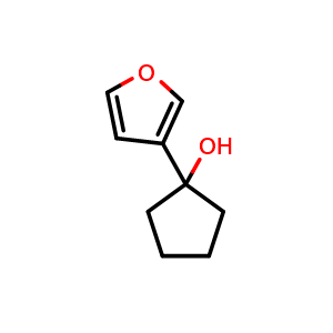 Chemical structure of 1-(furan-3-yl)cyclopentanol , CAS 119884-02-5, AChemBlock AD296183