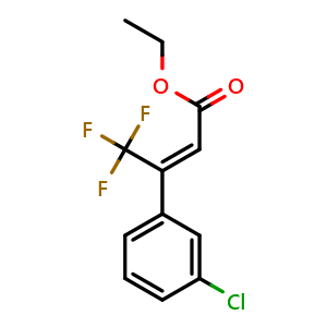 Chemical structure of (Z)-ethyl 3-(3-chlorophenyl)-4,4,4-trifluorobut-2-enoate , CAS 2797147-03-4, AChemBlock AD296188