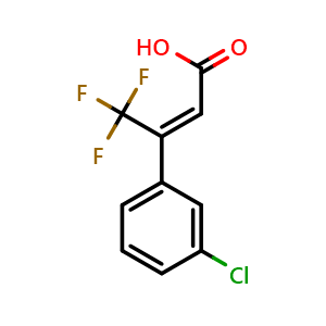 Chemical structure of (Z)-3-(3-chlorophenyl)-4,4,4-trifluorobut-2-enoic acid , CAS 1284245-86-8, AChemBlock AD296189