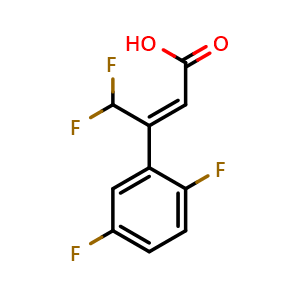 Chemical structure of (Z)-3-(2,5-difluorophenyl)-4,4-difluorobut-2-enoic acid , CAS 2918970-04-2, AChemBlock AD296190