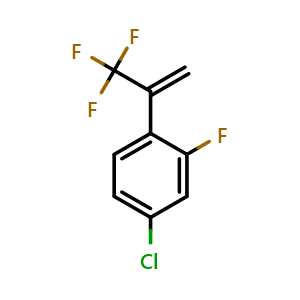 Chemical structure of 4-chloro-2-fluoro-1-(3,3,3-trifluoroprop-1-en-2-yl)benzene , CAS 2918922-80-0, AChemBlock AD296192