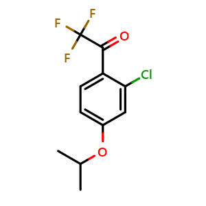 Chemical structure of 1-(2-chloro-4-isopropoxyphenyl)-2,2,2-trifluoroethanone , CAS 2921742-03-0, AChemBlock AD296198