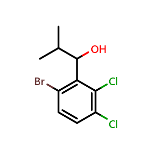Chemical structure of 1-(6-bromo-2,3-dichlorophenyl)-2-methylpropan-1-ol , CAS 2901066-04-2, AChemBlock AD296205