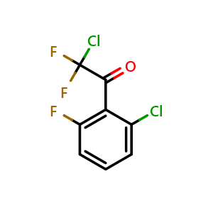 Chemical structure of 2-chloro-1-(2-chloro-6-fluorophenyl)-2,2-difluoroethanone , CAS 1850602-12-8, AChemBlock AD296220