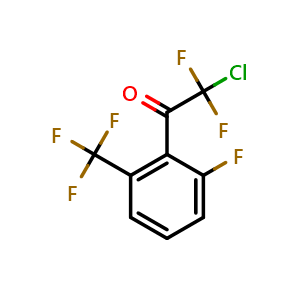 Chemical structure of 2-chloro-2,2-difluoro-1-(2-fluoro-6-(trifluoromethyl)phenyl)ethanone , CAS 2969368-67-8, AChemBlock AD296221