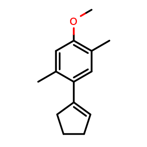 Chemical structure of 1-(cyclopent-1-en-1-yl)-4-methoxy-2,5-dimethylbenzene , CAS 2918943-53-8, AChemBlock AD296232