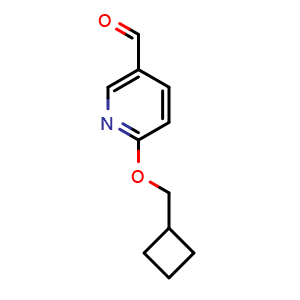 Chemical structure of 6-(cyclobutylmethoxy)nicotinaldehyde , CAS 1707372-21-1, AChemBlock AD296234