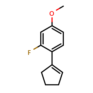 Chemical structure of 1-(cyclopent-1-en-1-yl)-2-fluoro-4-methoxybenzene , CAS 2918935-10-9, AChemBlock AD296237