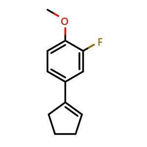 Chemical structure of 4-(cyclopent-1-en-1-yl)-2-fluoro-1-methoxybenzene , CAS 2918887-40-6, AChemBlock AD296238