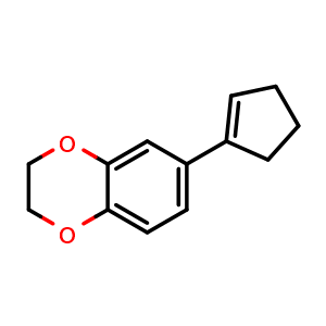 Chemical structure of 6-(cyclopent-1-en-1-yl)-2,3-dihydrobenzo[b][1,4]dioxine , CAS 2918931-82-3, AChemBlock AD296239