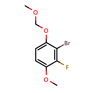 Chemical structure of 2-bromo-3-fluoro-4-methoxy-1-(methoxymethoxy)benzene , CAS 2918837-03-1, AChemBlock AD296240