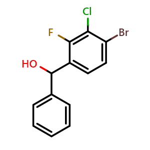 Chemical structure of (4-bromo-3-chloro-2-fluorophenyl)(phenyl)methanol , CAS 1978667-67-2, AChemBlock AD296253
