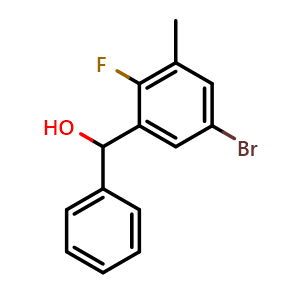 Chemical structure of (5-bromo-2-fluoro-3-methylphenyl)(phenyl)methanol , CAS 2918863-09-7, AChemBlock AD296256