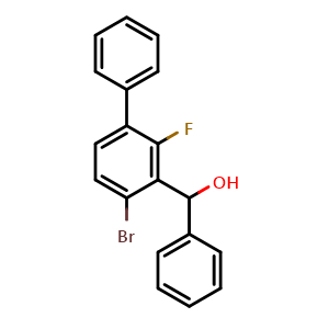 Chemical structure of (4-bromo-2-fluoro-[1,1'-biphenyl]-3-yl)(phenyl)methanol , CAS 2918843-22-6, AChemBlock AD296265