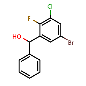 Chemical structure of (5-bromo-3-chloro-2-fluorophenyl)(phenyl)methanol , CAS 2918933-70-5, AChemBlock AD296267