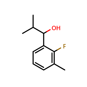 Chemical structure of 1-(2-fluoro-3-methylphenyl)-2-methylpropan-1-ol , CAS 1514662-43-1, AChemBlock AD296272