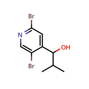 Chemical structure of 1-(2,5-dibromopyridin-4-yl)-2-methylpropan-1-ol , CAS 2918904-21-7, AChemBlock AD296279