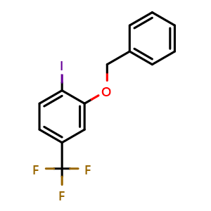 Chemical structure of 2-(benzyloxy)-1-iodo-4-(trifluoromethyl)benzene , CAS 2969257-50-7, AChemBlock AD296286