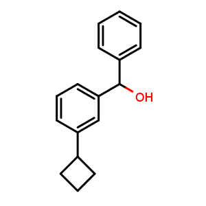 Chemical structure of (3-cyclobutylphenyl)(phenyl)methanol , CAS 1715562-04-1, AChemBlock AD296297