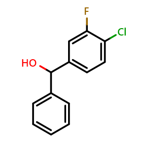 Chemical structure of (4-chloro-3-fluorophenyl)(phenyl)methanol , CAS 842140-66-3, AChemBlock AD296316