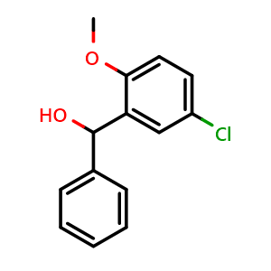 Chemical structure of (5-chloro-2-methoxyphenyl)(phenyl)methanol , CAS 99484-48-7, AChemBlock AD296328