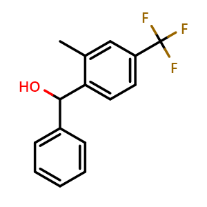 Chemical structure of (2-methyl-4-(trifluoromethyl)phenyl)(phenyl)methanol , CAS 1869063-67-1, AChemBlock AD296338