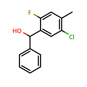 Chemical structure of (5-chloro-2-fluoro-4-methylphenyl)(phenyl)methanol , CAS 2918913-26-3, AChemBlock AD296342