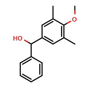 Chemical structure of (4-methoxy-3,5-dimethylphenyl)(phenyl)methanol , CAS 840-43-7, AChemBlock AD296344