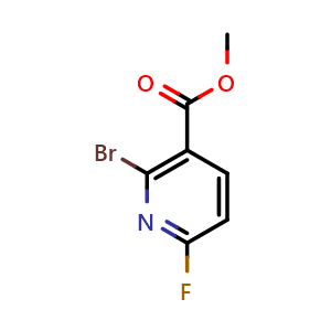 Chemical structure of methyl 2-bromo-6-fluoronicotinate , CAS 1214385-74-6, AChemBlock AD296352