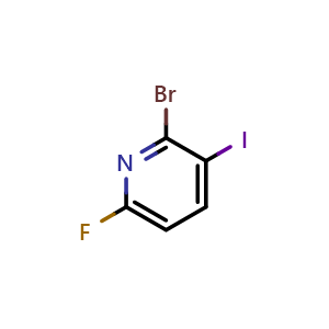 Chemical structure of 2-bromo-6-fluoro-3-iodopyridine , CAS 1807231-84-0, AChemBlock AD296353