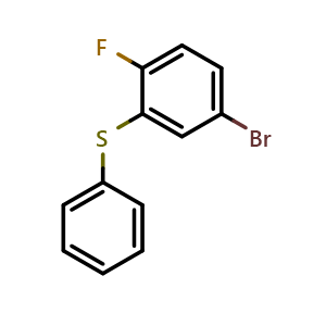 Chemical structure of (5-bromo-2-fluorophenyl)(phenyl)sulfane , CAS 2595363-51-0, AChemBlock AD296354