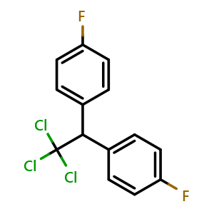 Chemical structure of 4,4'-(2,2,2-trichloroethane-1,1-diyl)bis(fluorobenzene) , CAS 475-26-3, AChemBlock AD296355