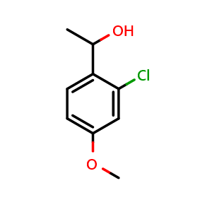 Chemical structure of 1-(2-chloro-4-methoxyphenyl)ethanol , CAS 89691-59-8, AChemBlock AD296357