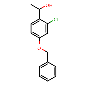 Chemical structure of 1-(4-(benzyloxy)-2-chlorophenyl)ethanol , CAS 119776-19-1, AChemBlock AD296358
