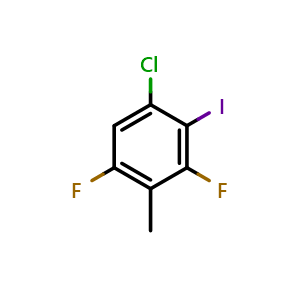 Chemical structure of 1-chloro-3,5-difluoro-2-iodo-4-methylbenzene , CAS 2969298-87-9, AChemBlock AD296361