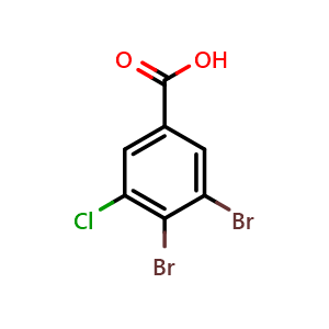 Chemical structure of 3,4-dibromo-5-chlorobenzoic acid , CAS 1519424-10-2, AChemBlock AD296369